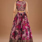 Rajwada Purple Organza Printed Semi-Stitched lehenga For Women