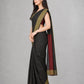Black Silk Blend Striped Saree