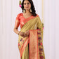 Rajwada Peach Silk Blend Printed Saree For Women
