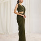 Rajwada Olive Organza Solid Ready To Wear Saree With Stitched Blouse For Women