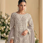 Rajwada Light Grey Georgette Embellished Semi Stitched Kurta Set For Women