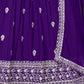 Rajwada Purple Georgette Thread Embroidered Semi-Stitched Lehenga For Women