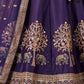 Rajwada Purple Silk Blend Embroidered Semi-Stitched Lehenga For Women