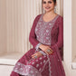 Rajwada Mauve Chiffon Embroidered Semi Stitched Kurta Set For Women