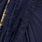 Navy Blue Velvet Printed Saree