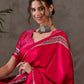 Rajwada Pink Silk Blend Printed Elegant Saree For Women