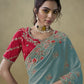 Rajwada Light Blue Georgette Embroidered Elegant Saree For Women