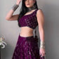 Rajwada Wine Georgette Embellished Semi-Stitched Lehenga For Women