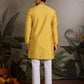 Rajwada Yellow Silk Blend Embroidered Stitched Kurta For Men