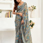 Rajwada Grey Cotton Linen Zari Work Saree For Women