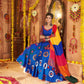 Rajwada Blue Viscose Cotton Embroidered Semi-Stitched lehenga With Stunning Tassels For Women