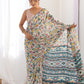 Rajwada Multicolor Chinon Printed Saree With Unstitched Blouse For Women