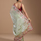 Rajwada Pastel Green Organza Embroidered Solid Saree For Women