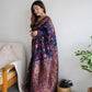 Rajwada Navy Blue Silk Blend Woven Saree For Women
