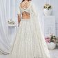 Rajwada White Soft Net Embellished Semi-Stitched Lehenga With Unstitched Blouse For Women