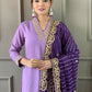 Rajwada Lavender Silk Blend  Embroidered Stitched Kurta Set for Women