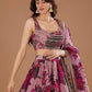Rajwada Purple Organza Printed Semi-Stitched lehenga For Women