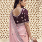 Rajwada Light Pink Georgette Embroidered Elegant Saree For Women