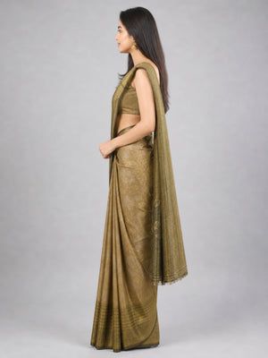 Golden Silk Blend Solid Saree