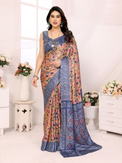 Rajwada Multicolor Georgette Printed Saree For Women