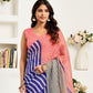 Rajwada Pink And Blue Cotton Linen Zari Work Saree For Women