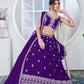 Rajwada Purple Georgette Thread Embroidered Semi-Stitched Lehenga For Women