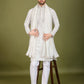 Rajwada White Viscose Silk Embellished Stitched Kurta For Men