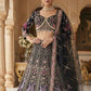 Rajwada Black Silk Blend Embellished Semi Stitched Lehenga For Women