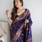 Rajwada Navy Blue Silk Blend Woven Saree For Women