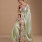 Rajwada Pastel Green Organza Embroidered Solid Saree For Women