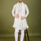 Rajwada White Viscose Silk Embellished Stitched Kurta For Men