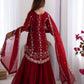 Rajwada Red Georgette Embroidered Stitched Kurta Set For Women