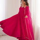 Rajwada Dark Pink Silk Blend Embellished Kurta Set For Women