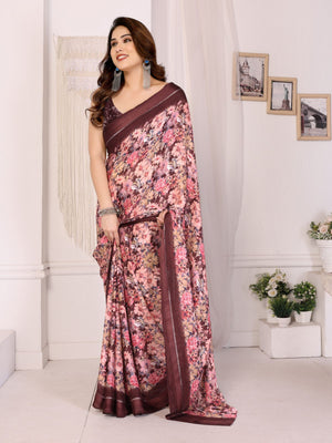 Rajwada Multicolor Georgette Printed Saree For Women