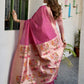 Rajwada Pink Cotton Blend Solid Saree For Women