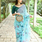 Rajwada Women Blue Organza Floral Print Saree With Unstitched Blouse