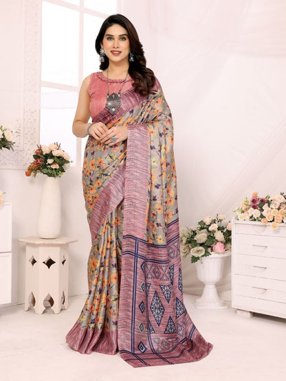 Rajwada Multicolor Georgette Printed Saree For Women
