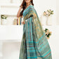 Rajwada Blue Cotton Linen Zari Work Saree For Women