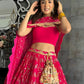 Rajwada Pink Georgette Embellished Semi-Stitched lehenga For Women