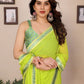 Rajwada Lime Yellow Georgette Printed Saree For Women