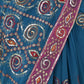 Teal Blue Georgette Embellished Saree