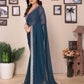 Rajwada Teal Blue Georgette Embroidered Saree For Women