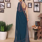 Rajwada Teal Blue Georgette Embroidered Saree For Women