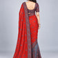 Red Silk Blend Embroidered Saree