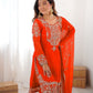 Rajwada Orange Georgette Embroidered Stitched Kurta Set For Women