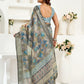 Rajwada Grey Cotton Linen Zari Work Saree For Women