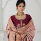 Rajwada Peach Viscose Silk Embroidered Saree For Women