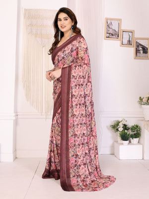 Rajwada Multicolor Georgette Printed Saree For Women