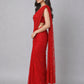Red Net Embroidered Saree
