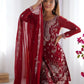Rajwada Red Georgette Embroidered Stitched Kurta Set For Women